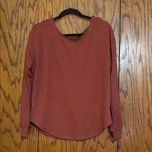 Daytrip Crochet Back Long Sleeve Top Women’s Large Rust Boho Casual